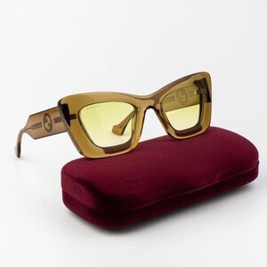 Gucci Women Sunglasses Brown Crystal Green Gradient Butterfly GG1552S 004 NEW